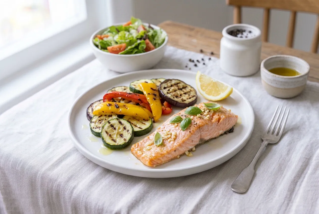 Baked Trout with Grilled Vegetables