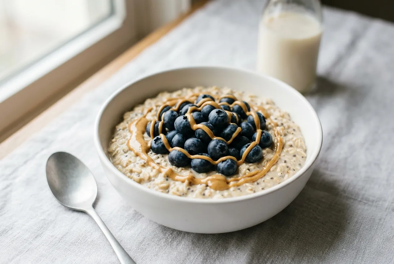 Blueberry Peanut Butter Protein Oats