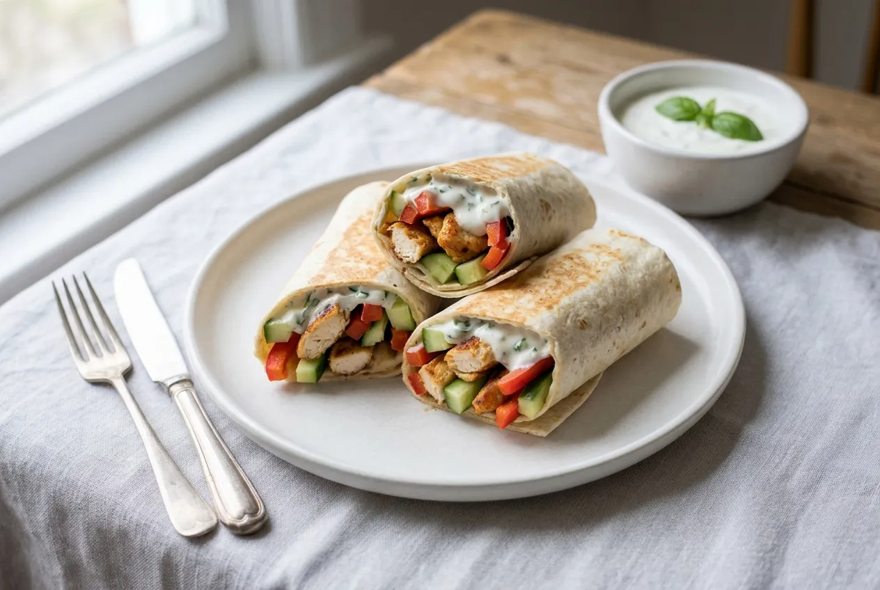 Chicken Wraps with Garlic Basil Sauce
