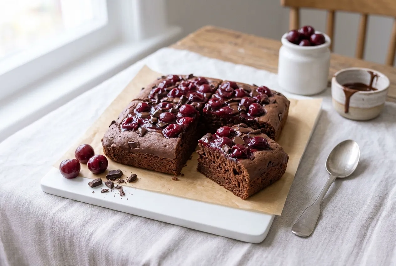 Chocolate Protein Cake with Cherries
