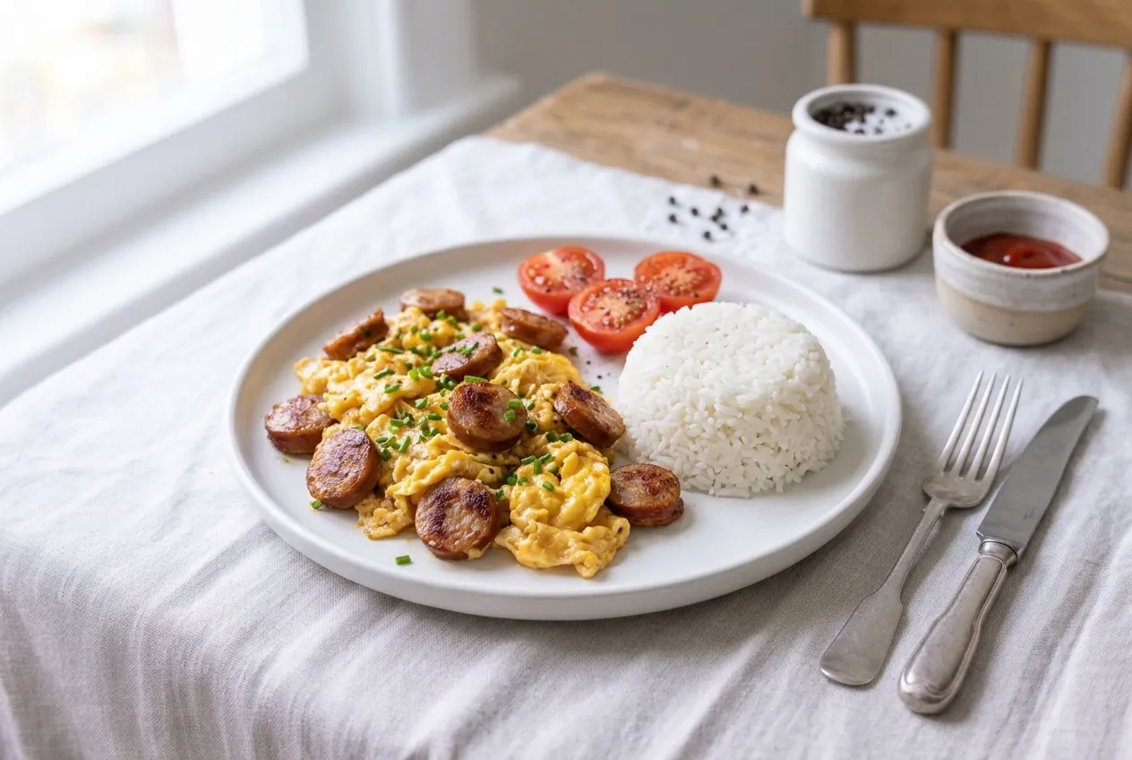 Eggs with Sausage and Rice