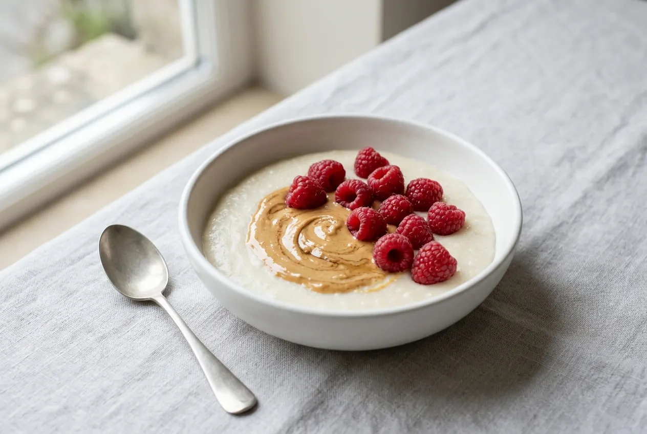 Protein Cream of Rice with Raspberries