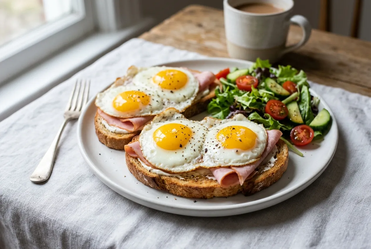 Toast with Eggs and Ham